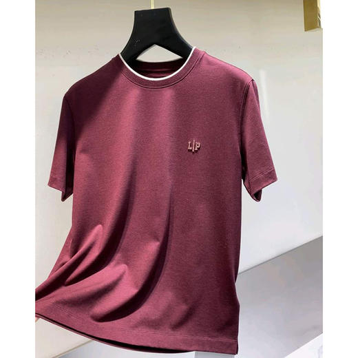 高级质感老钱风春夏新款时尚纯色简约圆领短袖男士T恤   YH-82177 商品图0