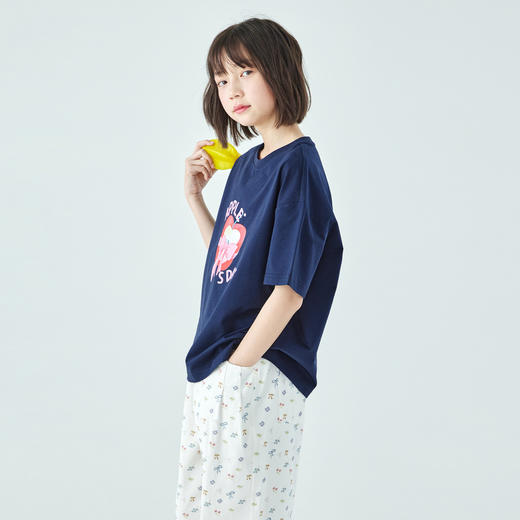 棵初26年夏新款亲子中大女童图案印花宽松短袖凉感7A抗菌防晒T恤 商品图4