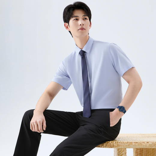 【速干/易打理】柒牌男式商务短袖衬衫26春夏新款百搭舒适衬衣 130A70250 商品图3