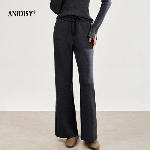 2026春装时尚修身高腰松紧腰抽绳休闲喇叭裤 商品图2