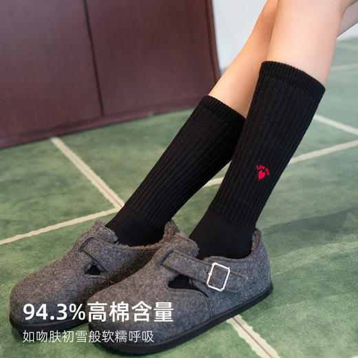 靴下物压力小腿袜2025新款爱心刺绣长筒纯色弹力中长筒设计感秋季 商品图1