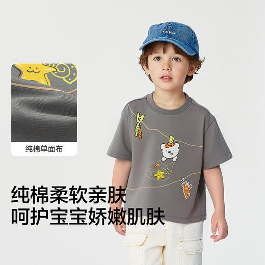 【balaOne】巴拉巴拉童装短袖t恤男女童2026新夏纯棉美式印花上衣 商品图3