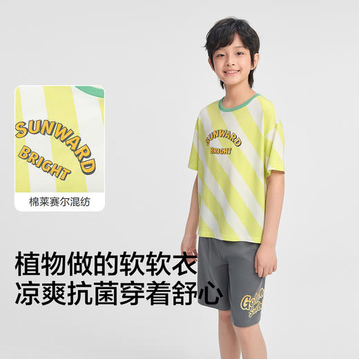 巴拉巴拉儿童睡衣套装夏季空调服男童家居服宝宝短袖清凉抗菌舒适 商品图3