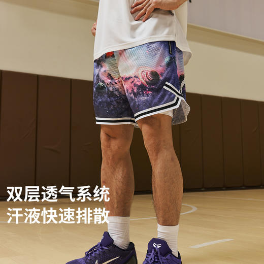 录士LUSHISI星浮主题美式四分短裤 数码印花吸湿排汗透气篮球裤男 商品图3