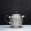 子佩集【花开福来】S999银摆件【ZJ037】茶具格桑花嵌金小茶壶2509 商品缩略图3