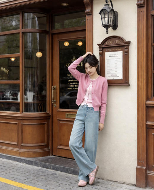 miu感羊毛莫代尔混纺假两件针织开衫 商品图1