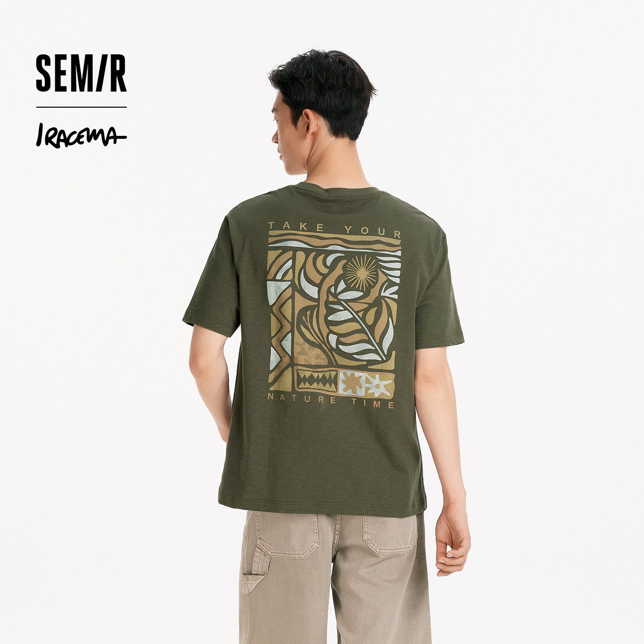 森马×Iracema联名款短袖T恤男夏季纯棉舒适针织衫艺术感印花上衣