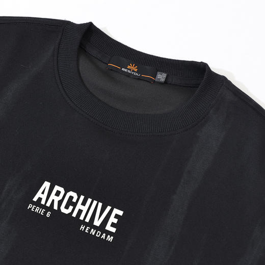 半身缘男装 春季黑白哲学低调质感舒适潮流字母印花卫衣261212P04510205 商品图5