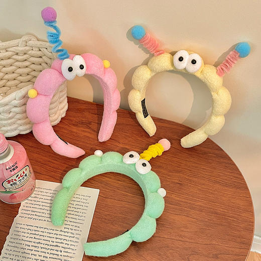 【稳固不易掉❗趣味十足】大眼睛扭扭棒发箍元气少女洗脸拍照发卡可爱卡通头饰搞怪头箍。xa 商品图3