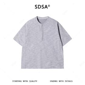 SDSA男装2026新款高贵轻奢简约时尚半拉链圆领短袖T恤宽松百搭潮