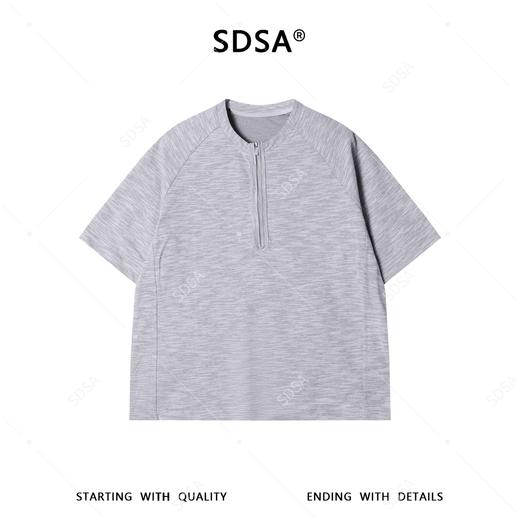 SDSA男装2026新款高贵轻奢简约时尚半拉链圆领短袖T恤宽松百搭潮 商品图0