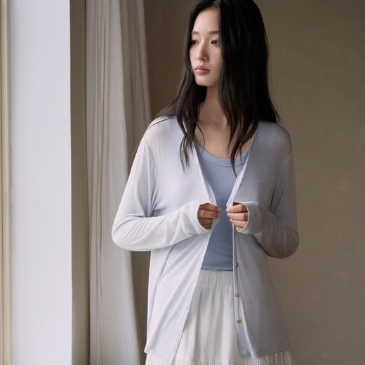 下单7-10天发货！SPLELED 蚕丝羊毛零感开衫 9786 美利奴羊毛+兰精天丝+桑蚕丝 原始质感 清爽透气有垂感 商品图1