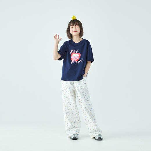 棵初26年夏新款亲子中大女童图案印花宽松短袖凉感7A抗菌防晒T恤 商品图1