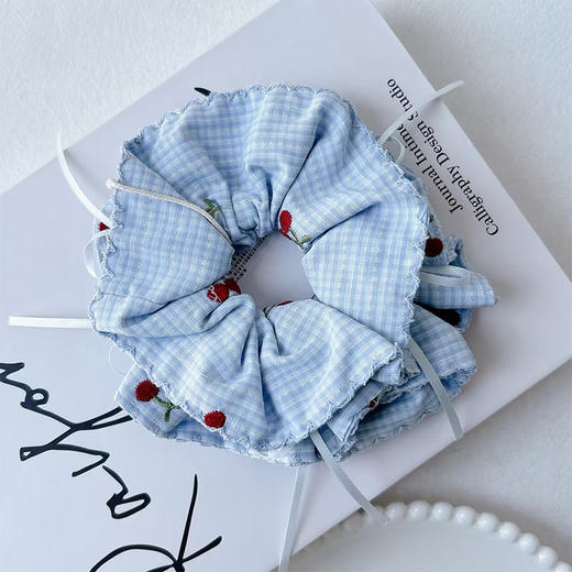 日系复古格纹包边大肠发圈-纪念日百货门店同款169647985 商品图3