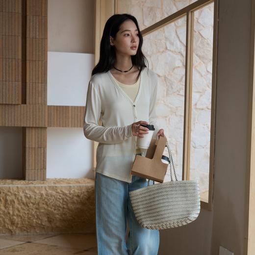 下单7-10天发货！SPLELED 蚕丝羊毛零感开衫 9786 美利奴羊毛+兰精天丝+桑蚕丝 原始质感 清爽透气有垂感 商品图0