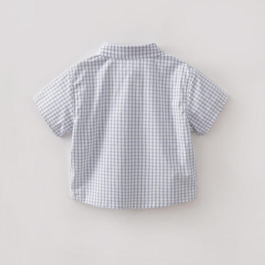 马克珍妮休闲格纹男童纯棉短袖衬衫2026年夏装新款560365 商品图2