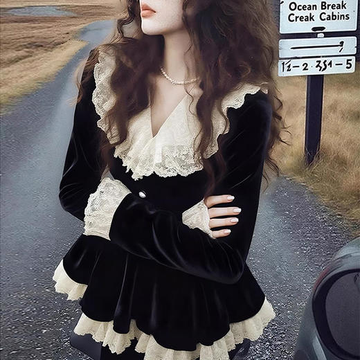 裁缝学苑AS649法式蕾丝花边荷叶边丝绒衬衫纸样女装衬衣上衣样板图纸 商品图1