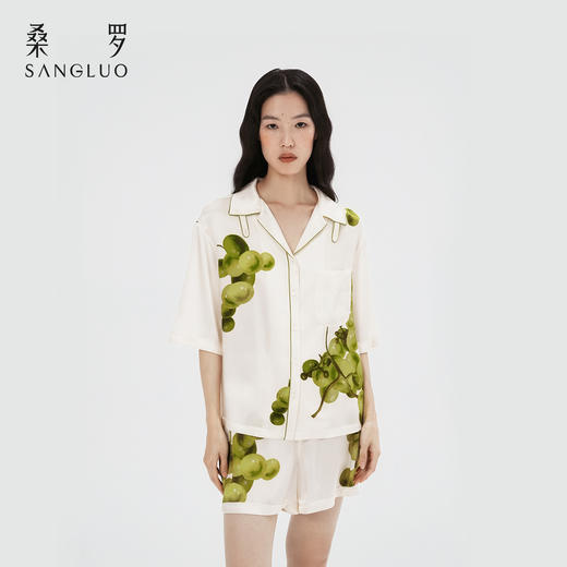 桑罗葡萄系列睡衣女士短套装25年春夏新品可外穿家居服情侣款 商品图3