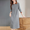 撞色翻领长袖连衣裙女春季新款休闲运动T恤大码宽松显瘦直筒裙子 商品缩略图4