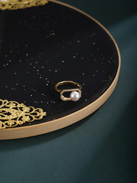 子佩集【幸福守望】银S925珍珠惜王妃戒指【R2307】方块镀金2602 商品图2