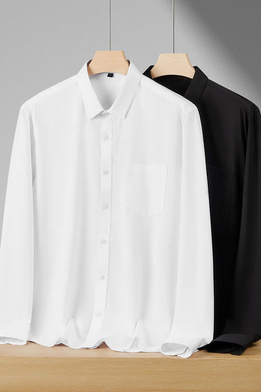 【DM】大依优型大码男装夏季纯色衬衫长袖商务休闲长袖上衣加肥350斤 商品图5