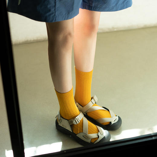 靴下物纯色中筒袜女款春夏天薄款纯棉袜子彩色运动休闲长筒堆堆袜 商品图3