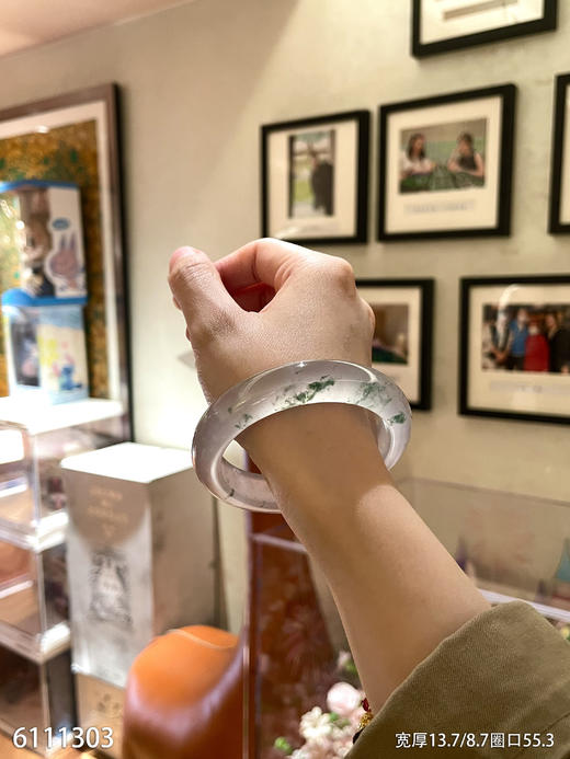 高冰种飘花手镯【6111303】圈口55.3~具体价格微信咨询 商品图2