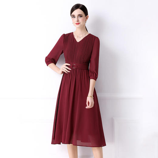 「高货deo」全新升级【铂金会员441/天猫599/差价158】(12654)洛诗琳气质雪纺连衣裙2026春季优雅通勤收腰显瘦A字裙 商品图2