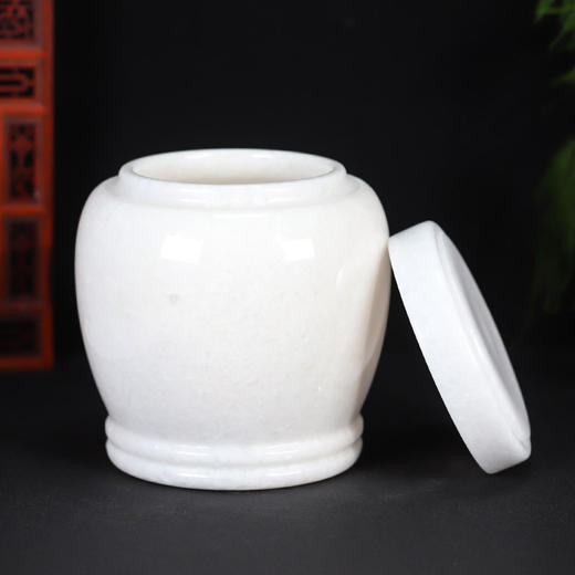 天然玉石白玉瓷琉璃骨灰坛净面骨灰桶22.5*23cm 商品图2