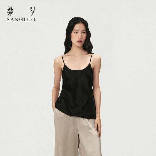桑罗吊带背心自带胸垫基础宽松桑蚕丝法式性感打底内搭春夏必备 商品图3