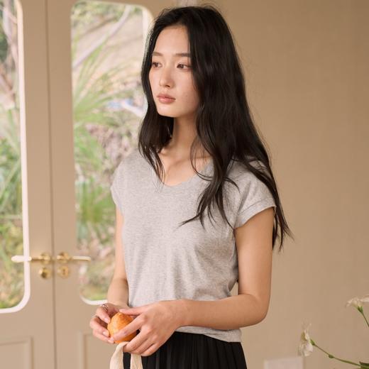 SPLELED 蚕丝羊毛蛋领T 9973 美利奴羊毛+兰精天丝+桑蚕丝 云柔般触感 细腻柔软 顺滑亲肤透气 商品图1