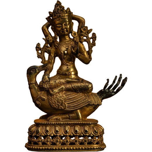 清	铜鎏金佛母大孔雀明王像 商品图5