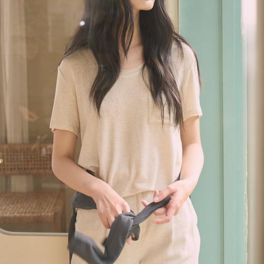 [屁侠推荐]SPLELED 醋酸亚麻口袋T恤 亚麻质感上衣 慵懒感多色打底衫 9981 商品图5