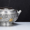 子佩集【花开福瑞】S999银摆件【ZJ039】茶具花朵嵌金平盖小茶壶2509 商品缩略图6