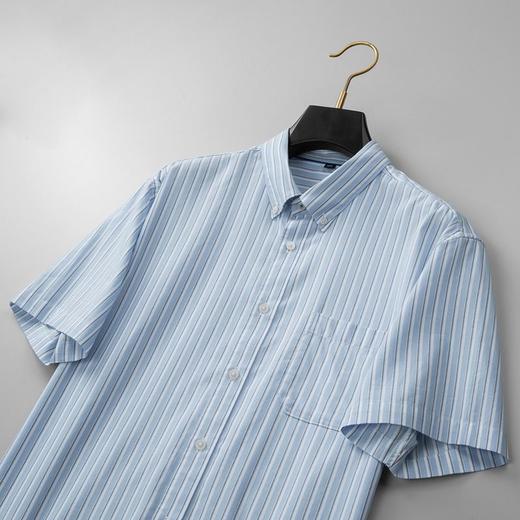 【DM】【纯棉】大依优型大码男装夏季竖条纹短袖衬衫商务休闲上衣T恤320 商品图4
