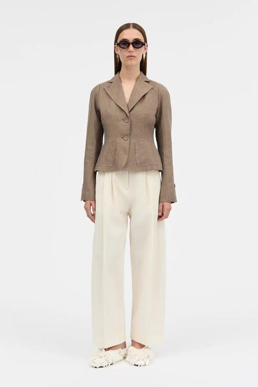 Mark Kenly Domino Tan 26SS 枯木色汉麻JENNY精裁西装夹克 商品图0