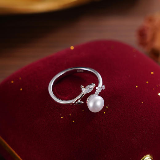 子佩集【叶柔】S925银珍珠戒指【JL071203】珍珠叶子锆石2509 商品图0