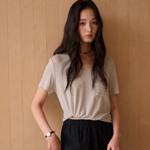 [屁侠推荐]SPLELED 醋酸亚麻口袋T恤 亚麻质感上衣 慵懒感多色打底衫 9981 商品图2