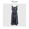 PanYiXiu/潘依绣【黛紫花吟】100%桑蚕丝花萝香云纱喷绘圆领连衣裙 SM2565 商品缩略图1