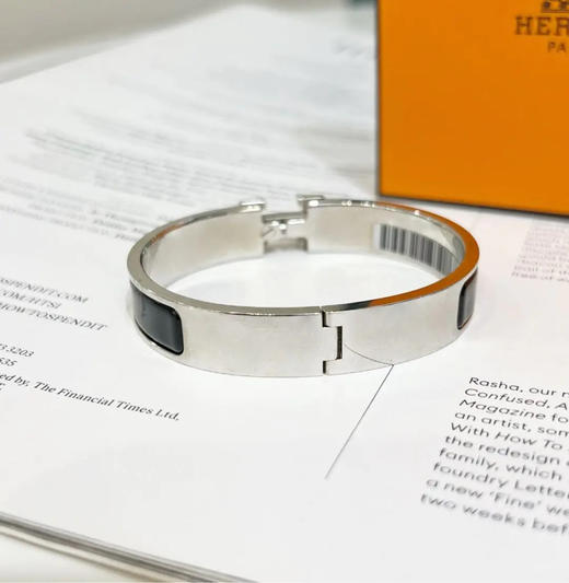 爱马仕 H 黑银色 珐琅 手镯 商品图1