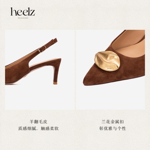 heelz设计师手工鞋履 ｜步步留心兰花扣羊反绒Sling-back 6公分 商品图3
