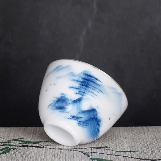 子佩集S990【远山青黛】摆件【FP019】纯银茶具青花山树茶杯纯银内胆景德镇手绘2508 商品图2