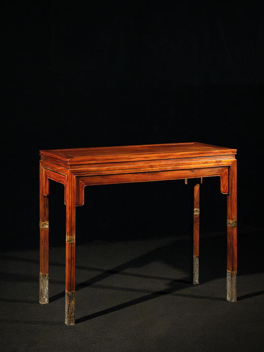 清	黄花梨束腰刀牙板铜包脚半桌 商品图0