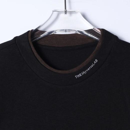 SDSA男装2026新款高贵轻奢美式拼接领口印花字母圆领长袖T恤百搭 商品图1