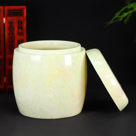 天然玉石骨灰坛蓝田玉净面骨灰桶骨灰盒22.5*23cm 商品图0
