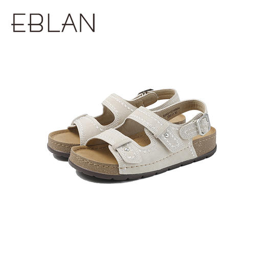 伊伴2026夏季假日田园风贝壳电绣超轻勃肯凉鞋B26311210 商品图4