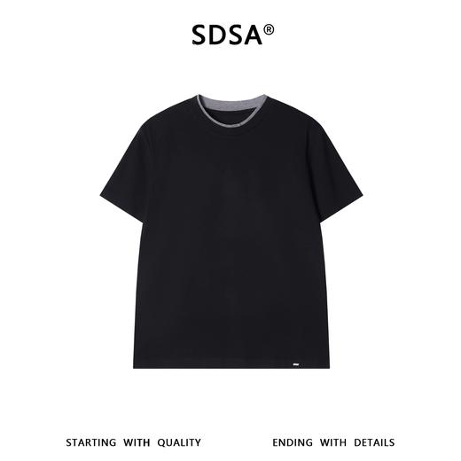 SDSA男装2026新款高贵轻奢简约领口拼接撞色圆领短袖T恤百搭时尚 商品图0