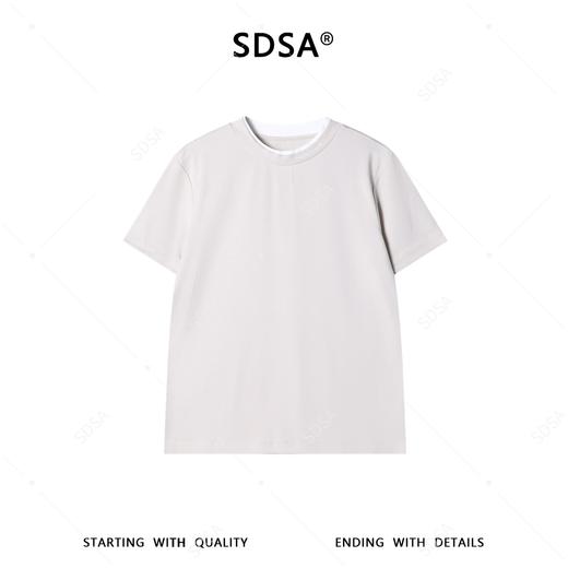 SDSA男装2026新款高贵轻奢美式拼接领口印花字母圆领长袖T恤百搭 商品图0