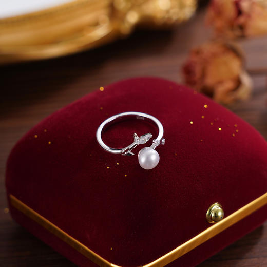 子佩集【叶柔】S925银珍珠戒指【JL071203】珍珠叶子锆石2509 商品图4