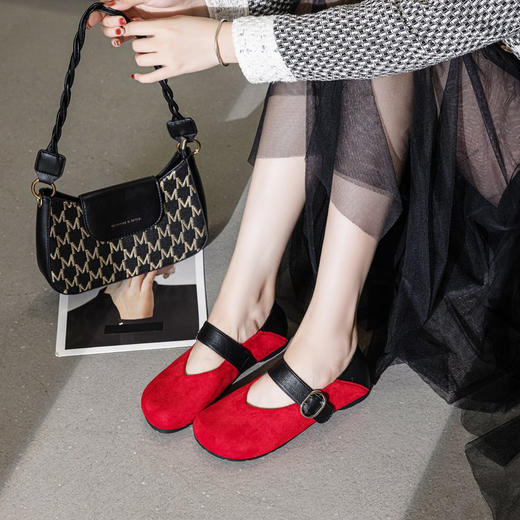 意大利凯撒KAISER 复古圆头玛丽珍绒面一字带单鞋 5色可选 商品图7